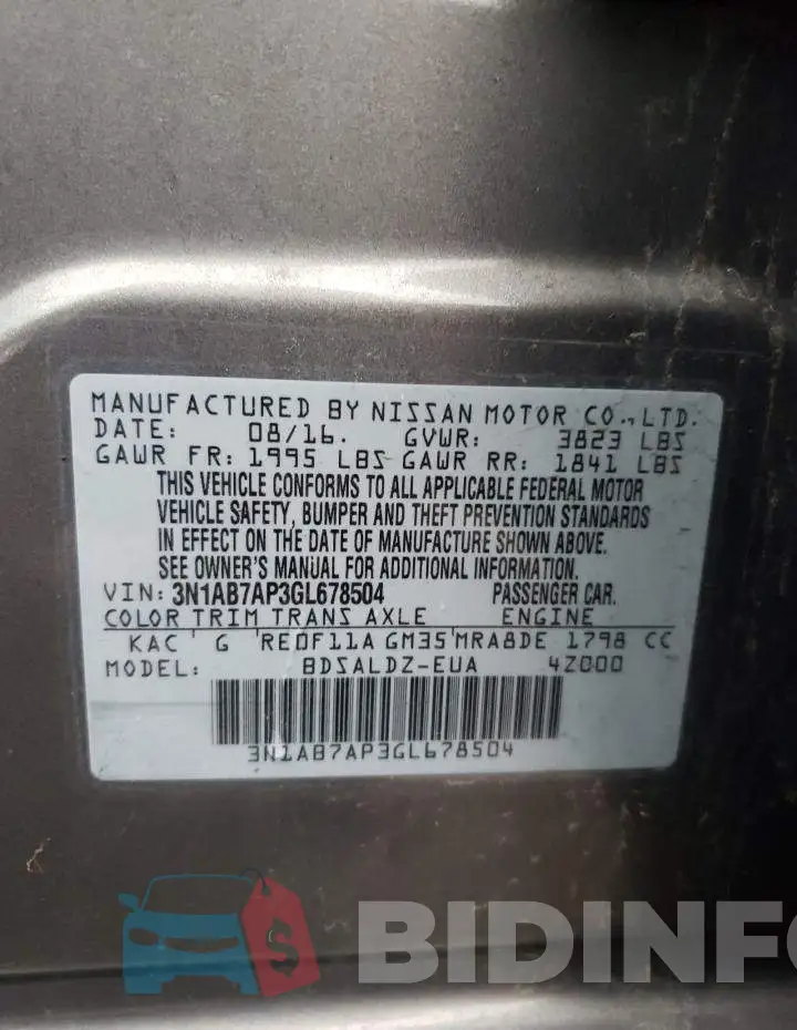 3N1AB7AP3GL678504 Photo# 12