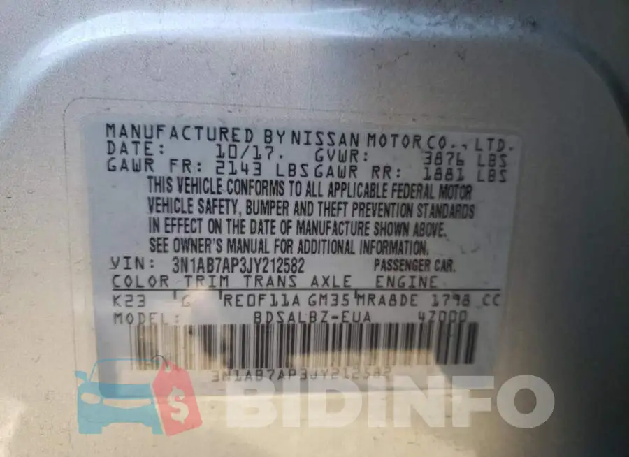 3N1AB7AP3JY212582 Photo# 12