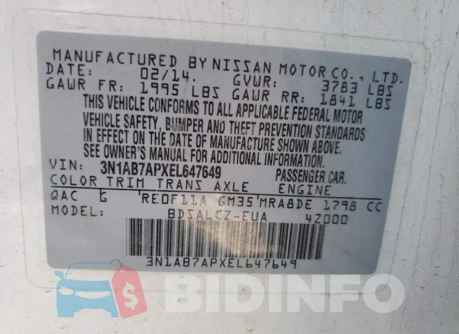3N1AB7APXEL647649 Photo# 12
