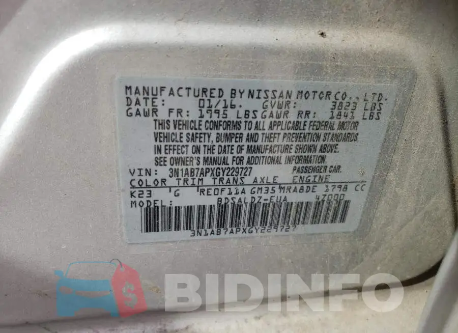 3N1AB7APXGY229727 Photo# 12