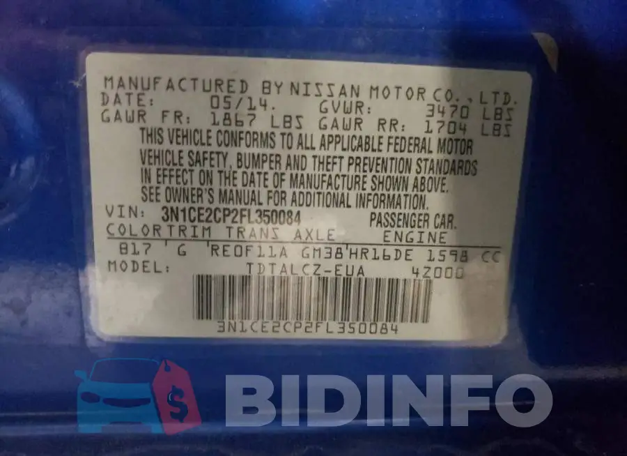 3N1CE2CP2FL350084 Photo# 12