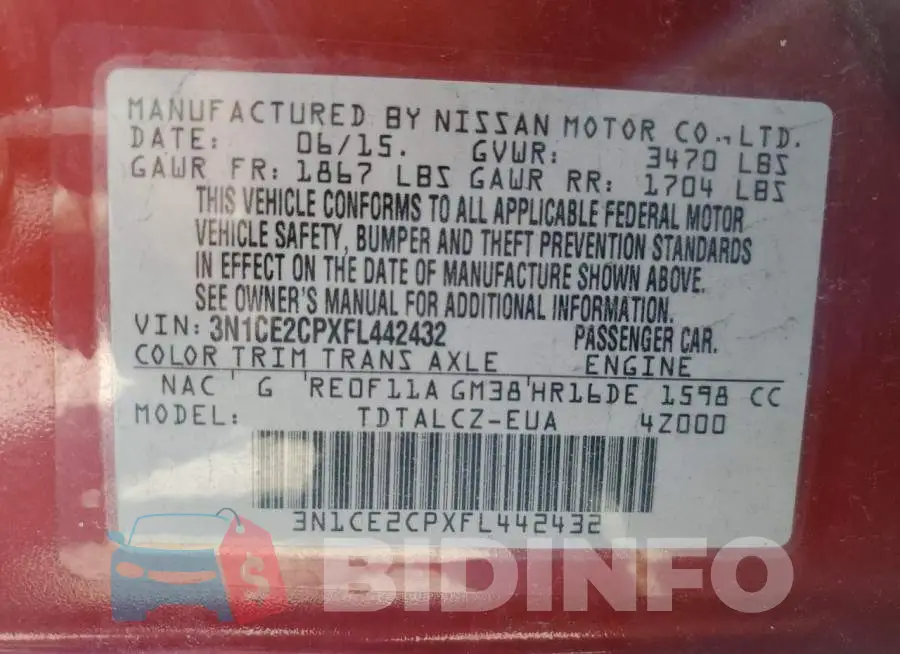 3N1CE2CPXFL442432 Photo# 12