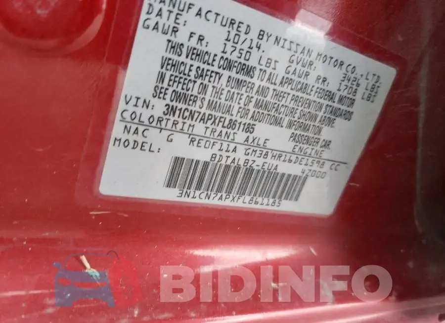 3N1CN7APXFL861185 Photo# 12