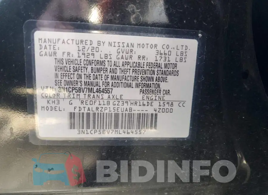 3N1CP5BV7ML464557 Photo# 12