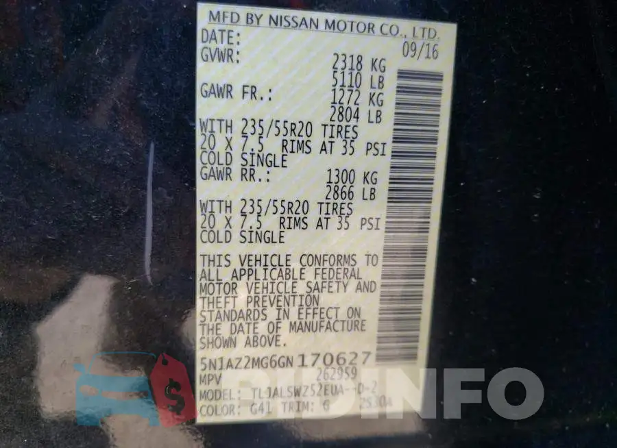 5N1AZ2MG6GN170627 Photo# 13