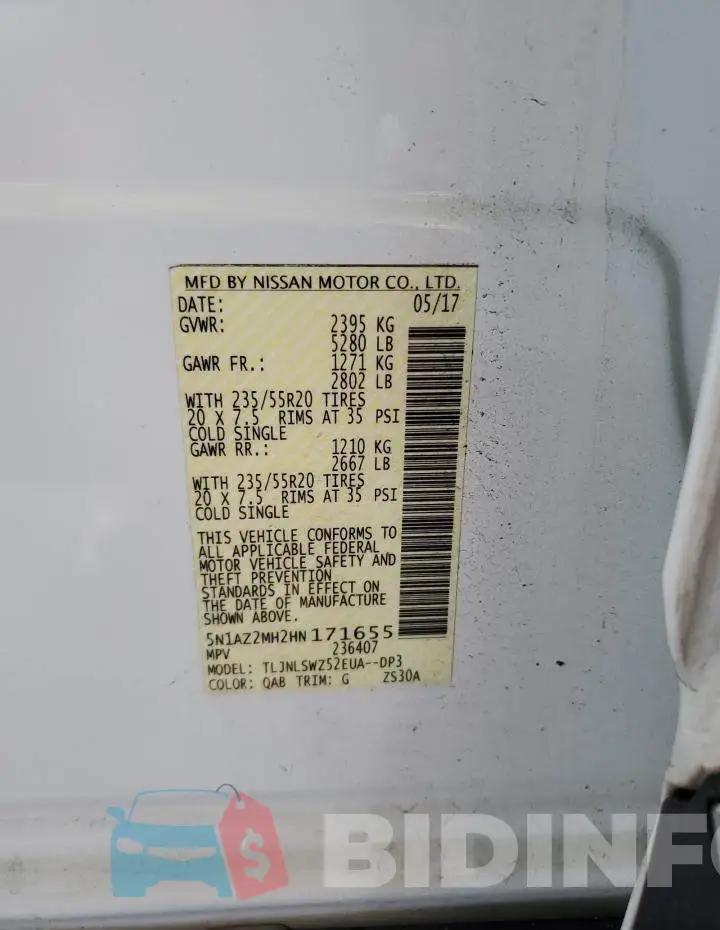 5N1AZ2MH2HN171655 Photo# 13