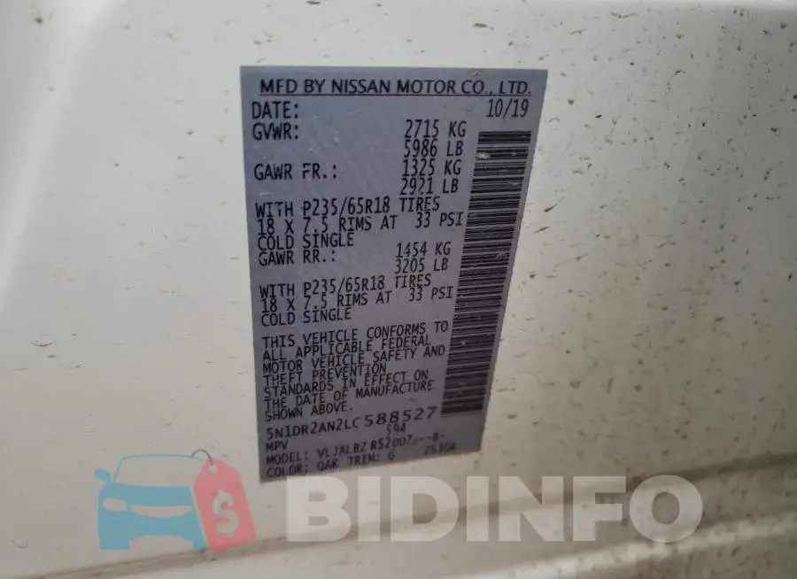 5N1DR2AN2LC588527 Photo# 14