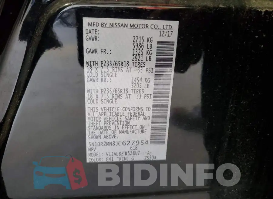 5N1DR2MN8JC627954 Photo# 13