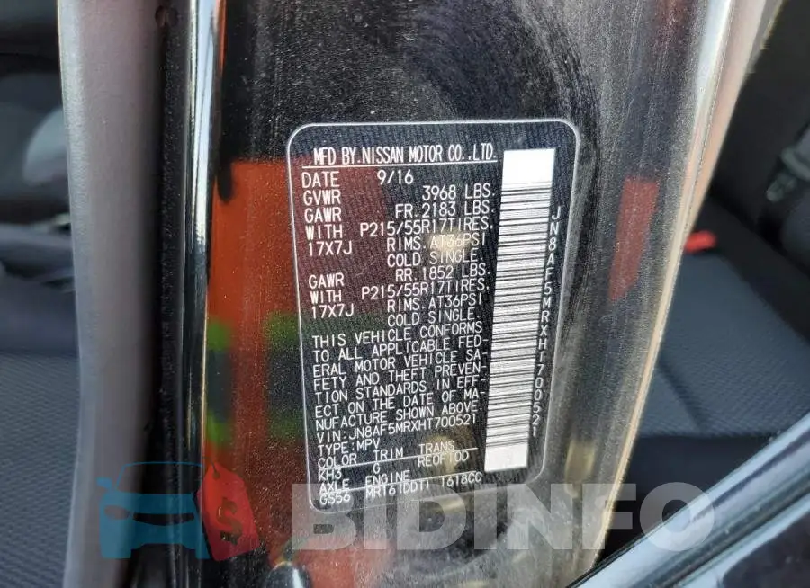 JN8AF5MRXHT700521 Photo# 13