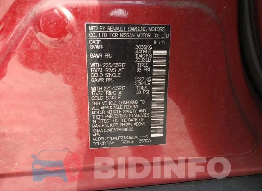 KNMAT2MT2GP619020 Photo# 13