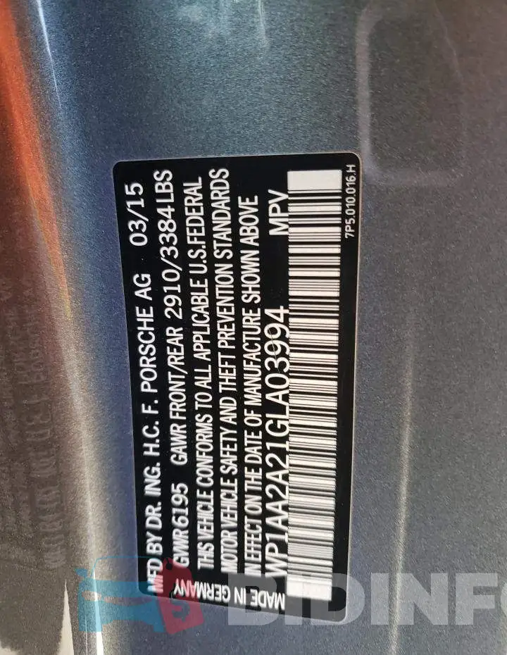 WP1AA2A21GLA03994 Photo# 13
