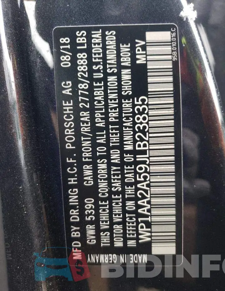 WP1AA2A59JLB23835 Photo# 13