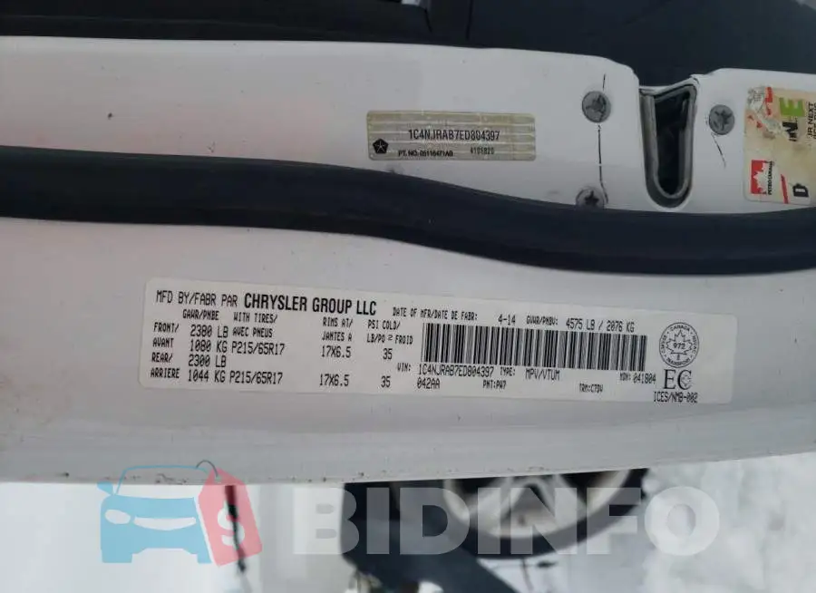 1C4NJRAB7ED804397 Photo# 14