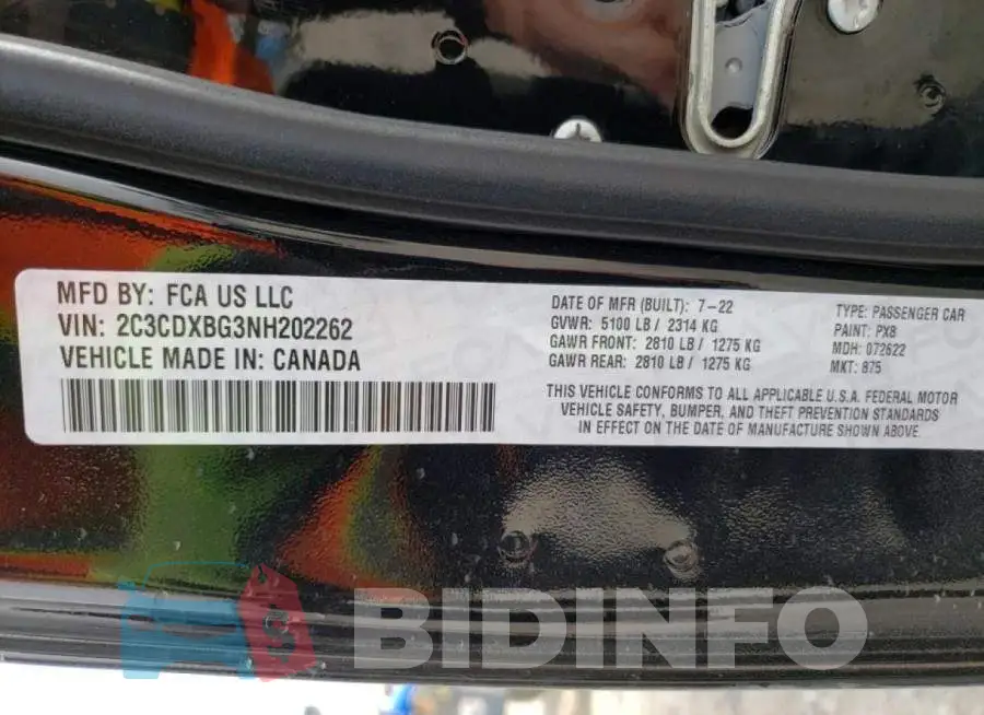 2C3CDXBG3NH202262 Photo# 13