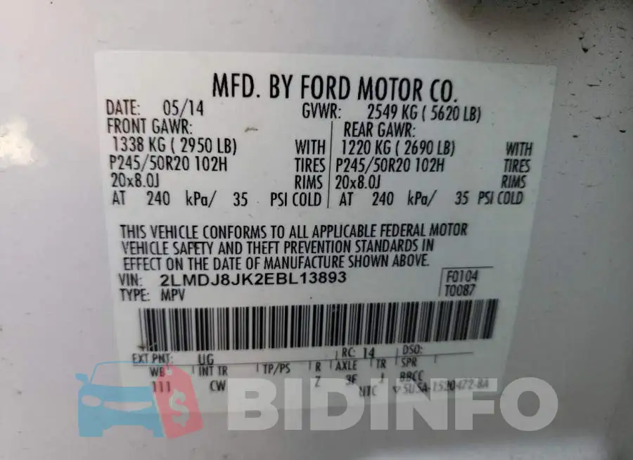 2LMDJ8JK2EBL13893 Photo# 13