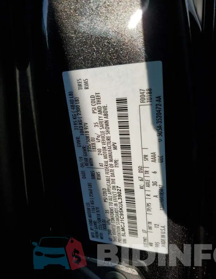 5LMCJ1C95KUL39027 Photo# 13