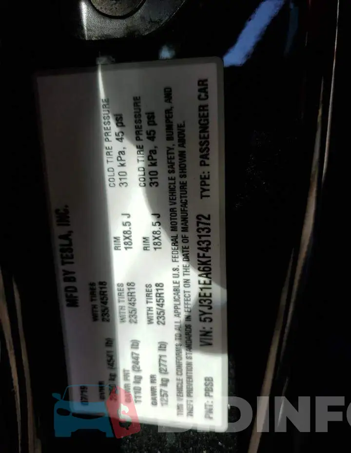 5YJ3E1EA6KF431372 Photo# 13
