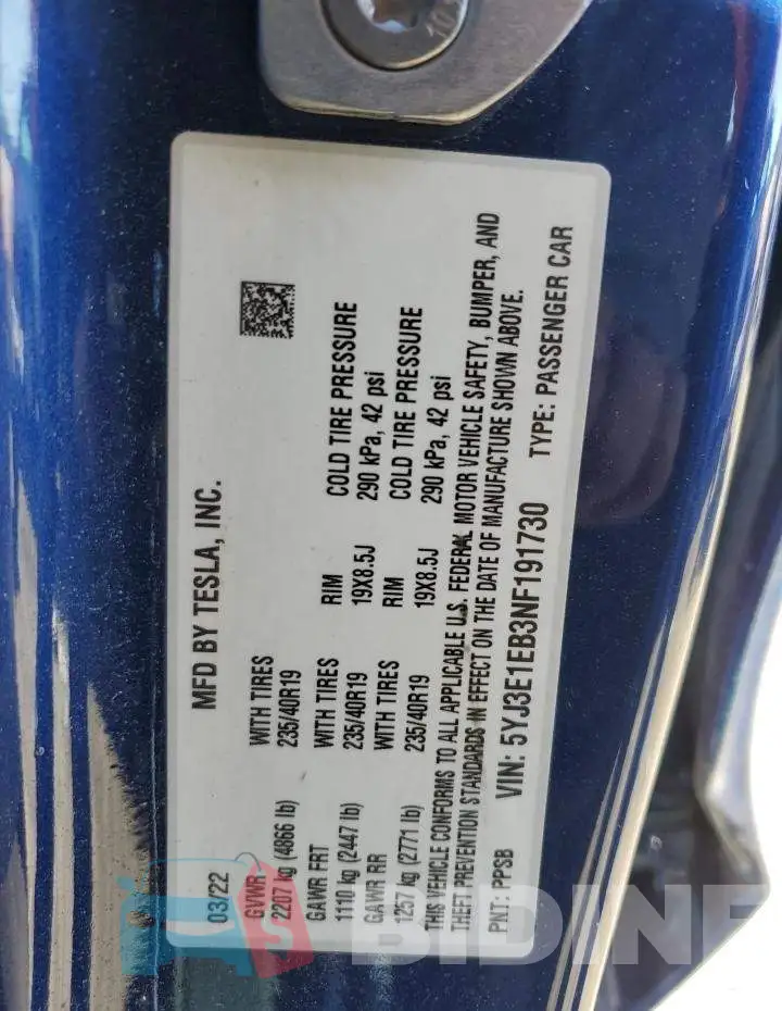 5YJ3E1EB3NF191730 Photo# 12