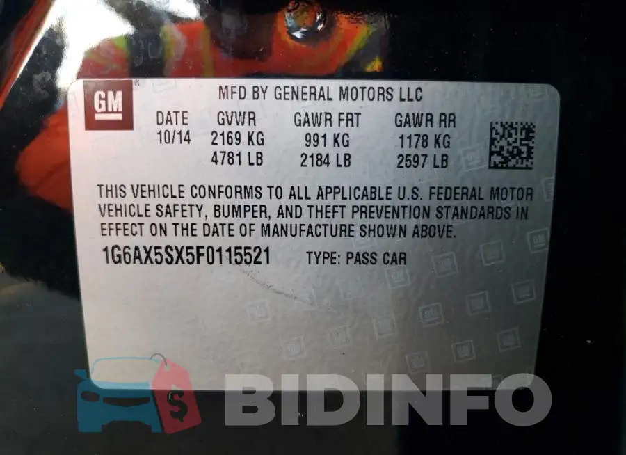 1G6AX5SX5F0115521 Photo# 12