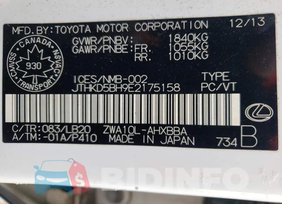 JTHKD5BH9E2175158 Photo# 12