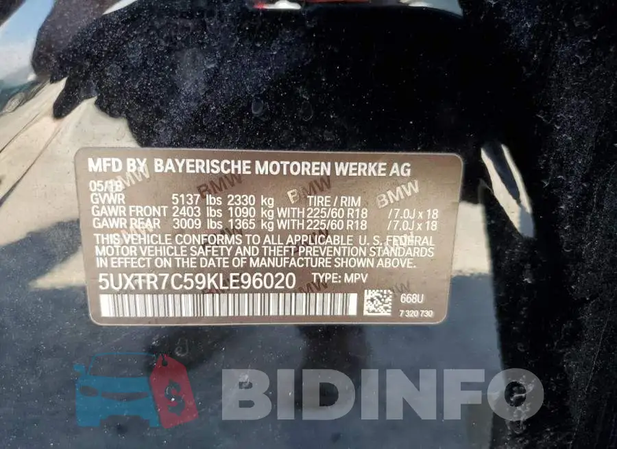 5UXTR7C59KLE96020 Photo# 13