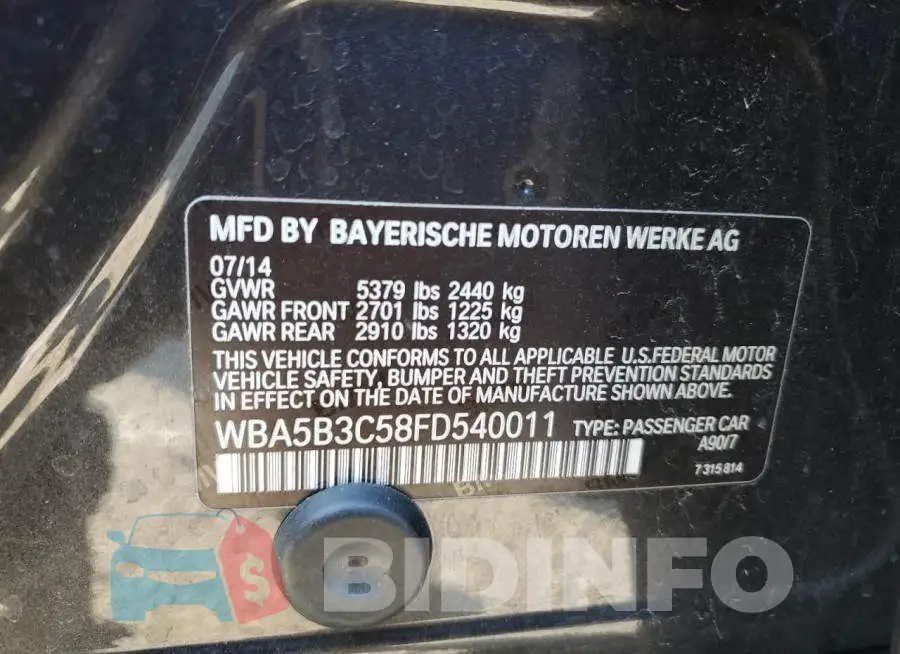 WBA5B3C58FD540011 Photo# 12
