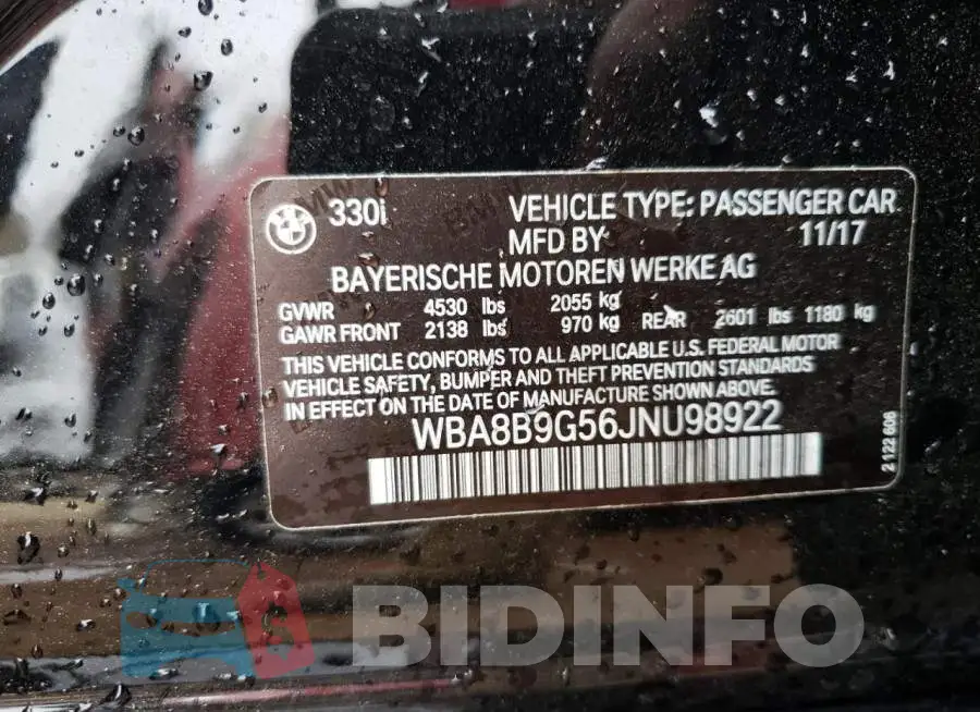 WBA8B9G56JNU98922 Photo# 12
