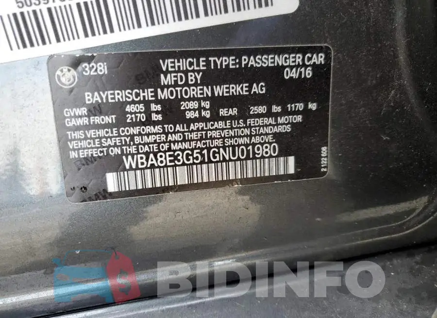 WBA8E3G51GNU01980 Photo# 12