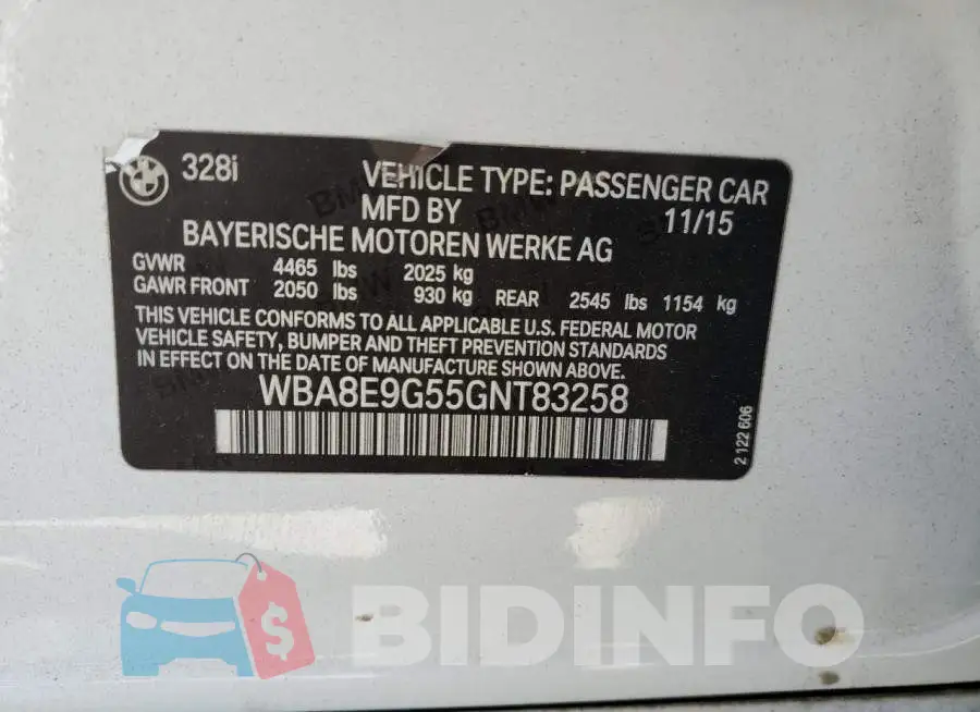 WBA8E9G55GNT83258 Photo# 12
