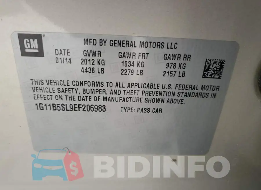 1G11B5SL9EF206983 Photo# 12
