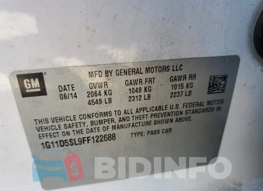 1G11D5SL9FF122688 Photo# 12