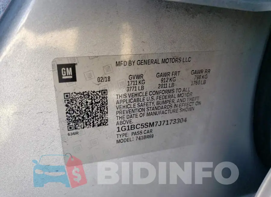 1G1BC5SM7J7173304 Photo# 12