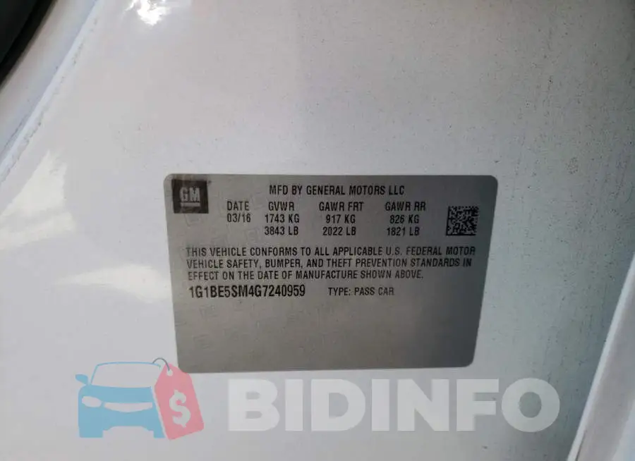 1G1BE5SM4G7240959 Photo# 12