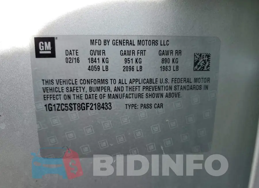 1G1ZC5ST8GF218433 Photo# 12