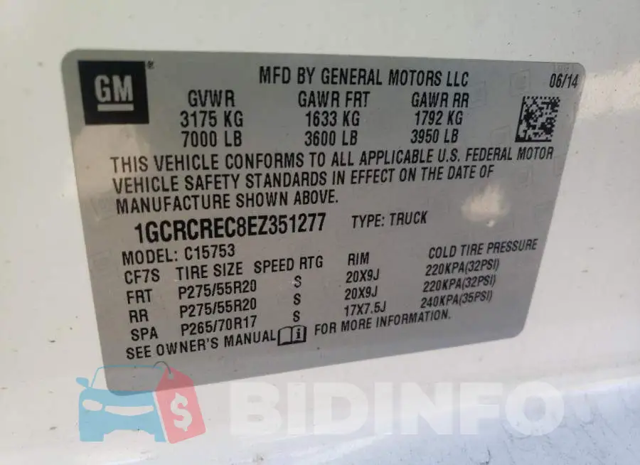 1GCRCREC8EZ351277 Photo# 12