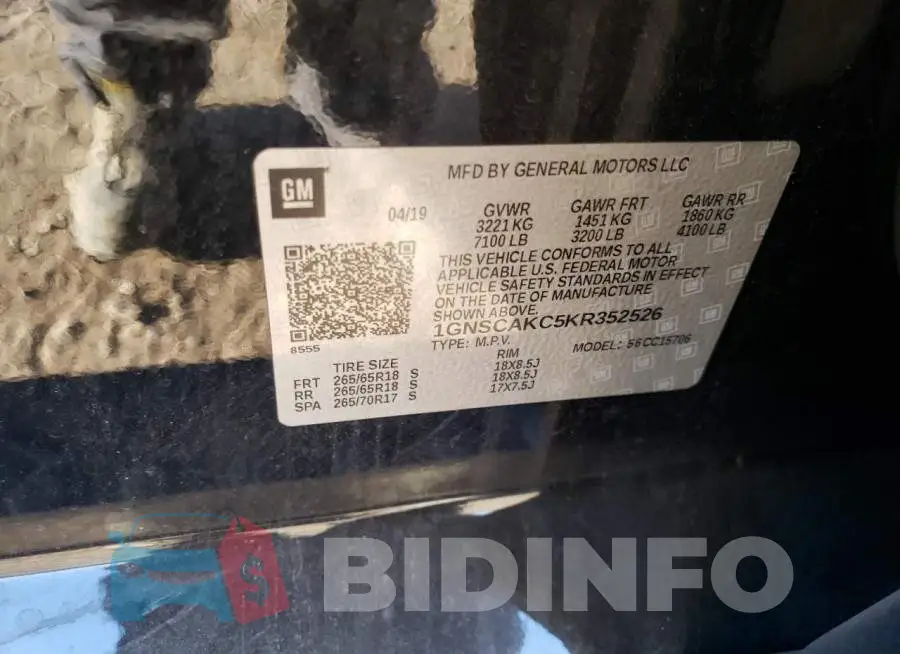 1GNSCAKC5KR352526 Photo# 12