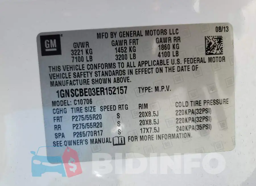 1GNSCBE03ER152157 Photo# 13