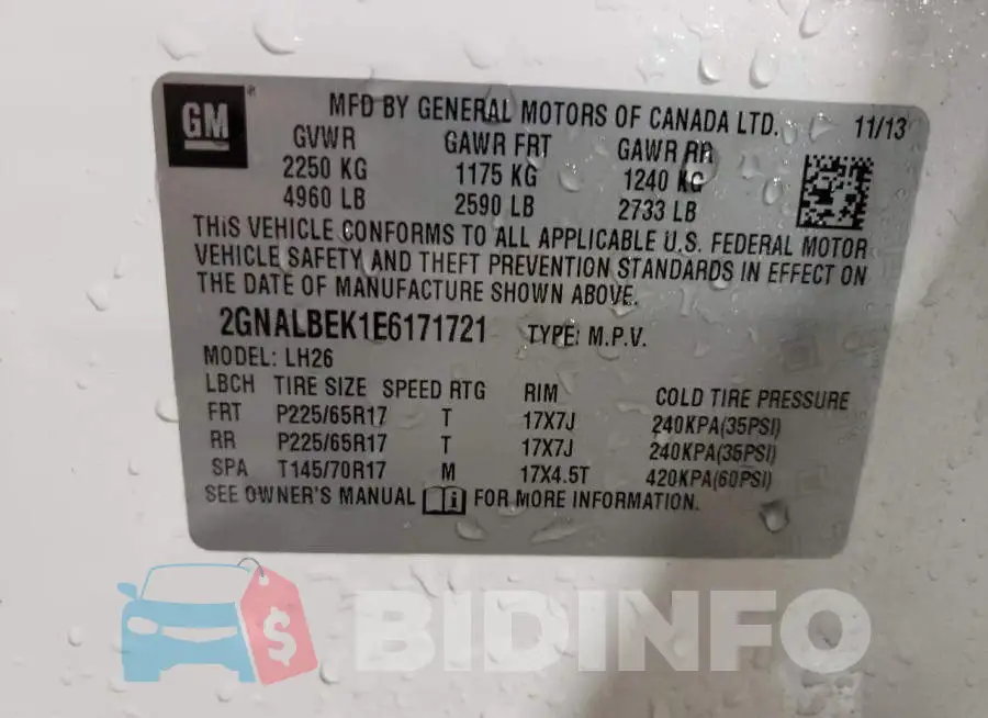 2GNALBEK1E6171721 Photo# 13