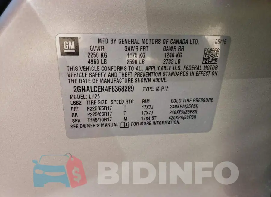 2GNALCEK4F6368289 Photo# 13