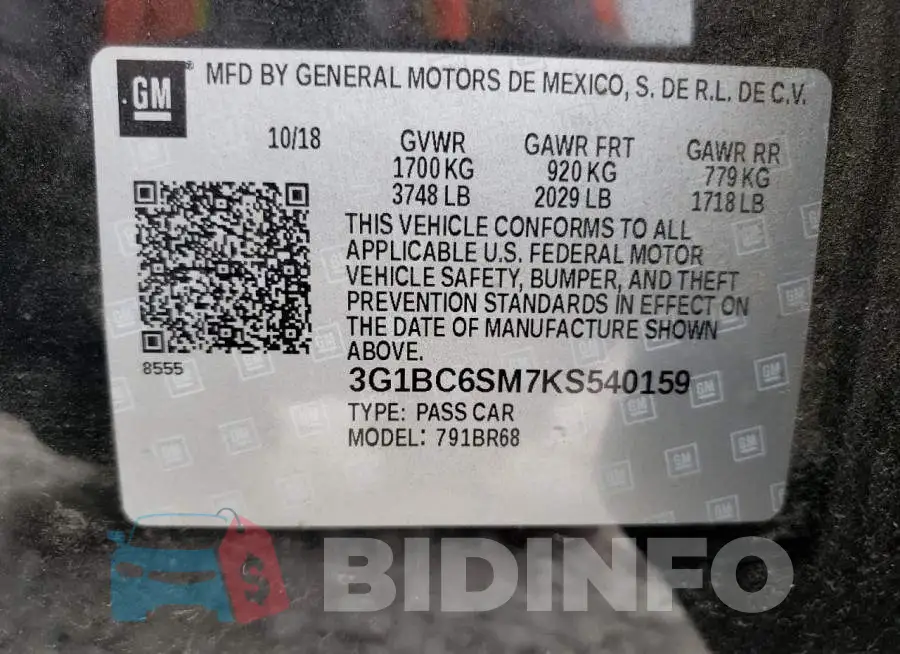 3G1BC6SM7KS540159 Photo# 12