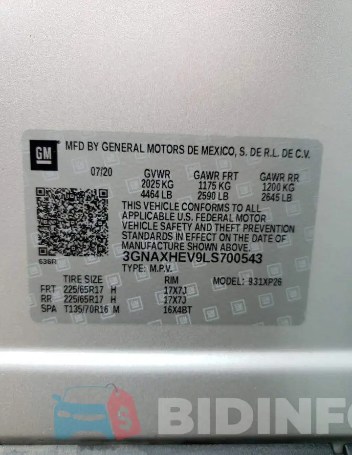 3GNAXHEV9LS700543 Photo# 14