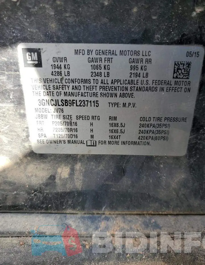 3GNCJLSB9FL237115 Photo# 13