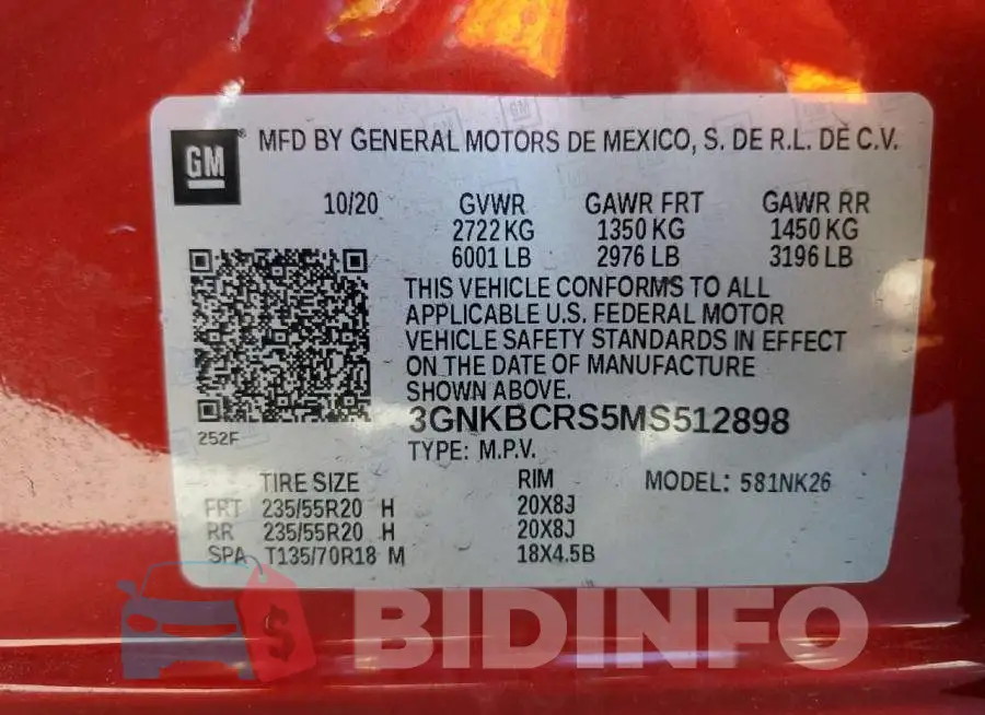3GNKBCRS5MS512898 Photo# 14
