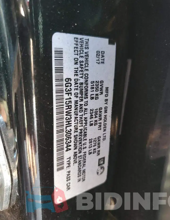 6G3F15RW3HL306344 Photo# 12