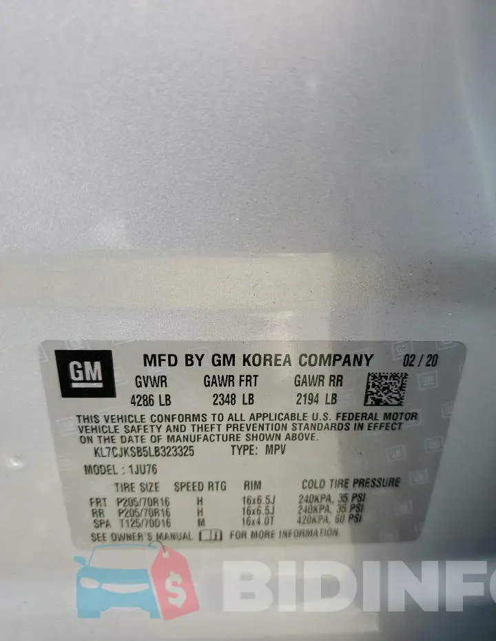 KL7CJKSB5LB323325 Photo# 12