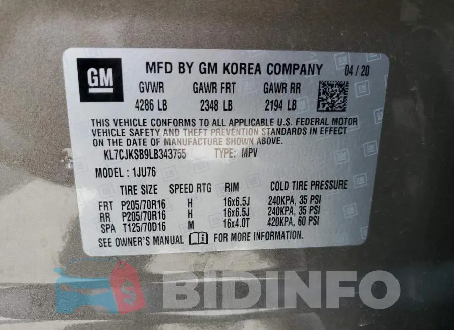 KL7CJKSB9LB343755 Photo# 13