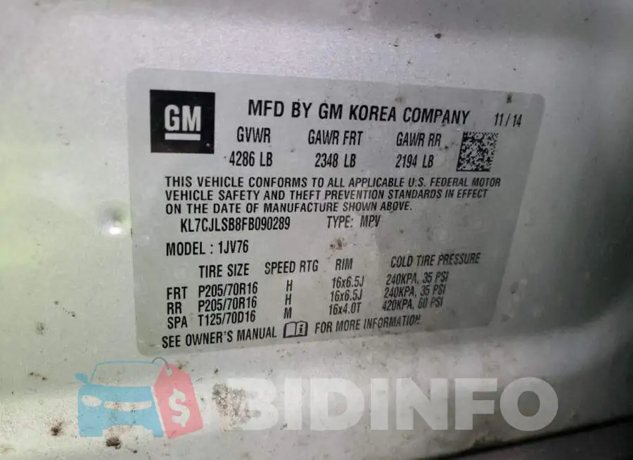 KL7CJLSB8FB090289 Photo# 12