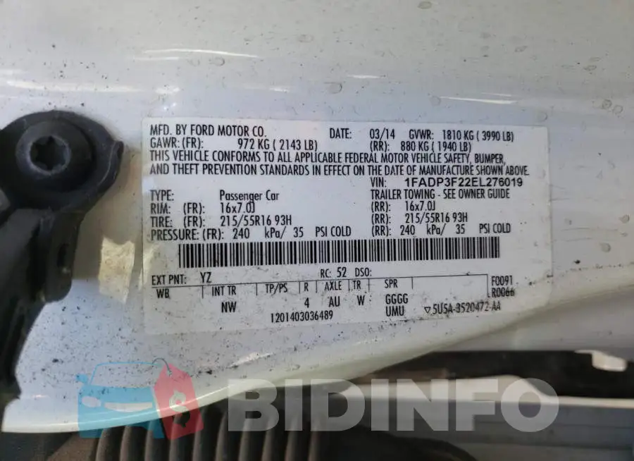 1FADP3F22EL276019 Photo# 12