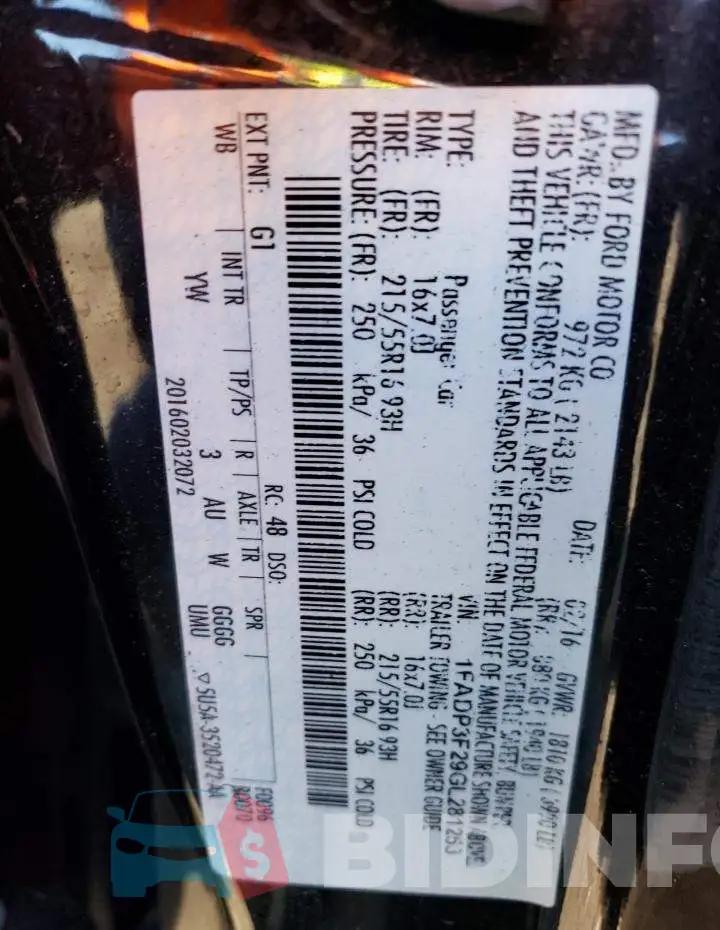 1FADP3F29GL281253 Photo# 12