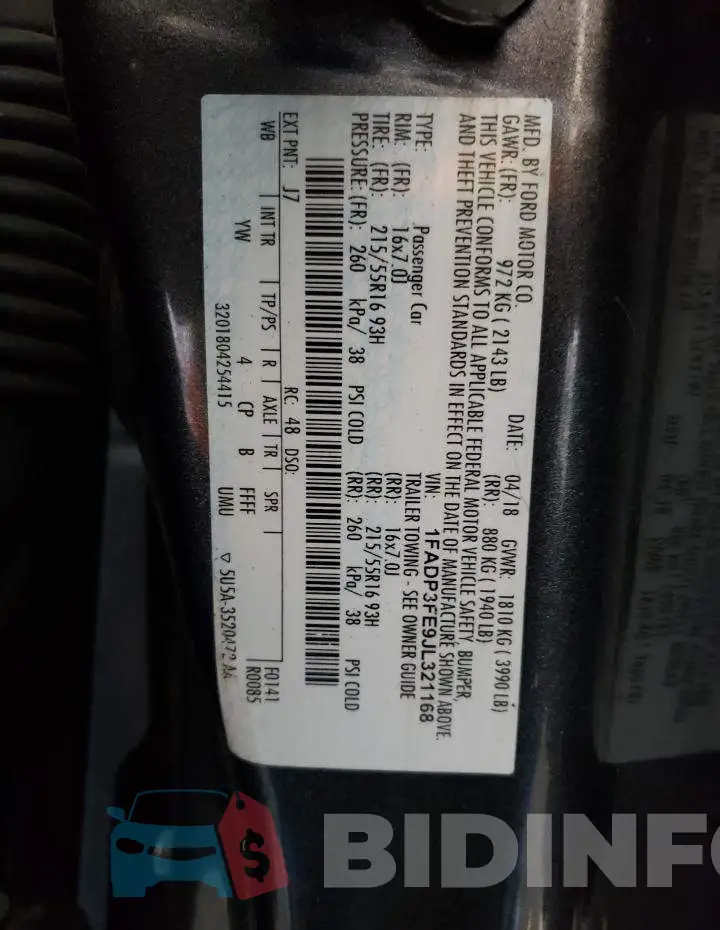 1FADP3FE9JL321168 Photo# 13